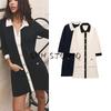 Spring New Women's Clothing French Style Classic Style Lapel Gold Decorated Row Button Knitting Short Dress 1822101
