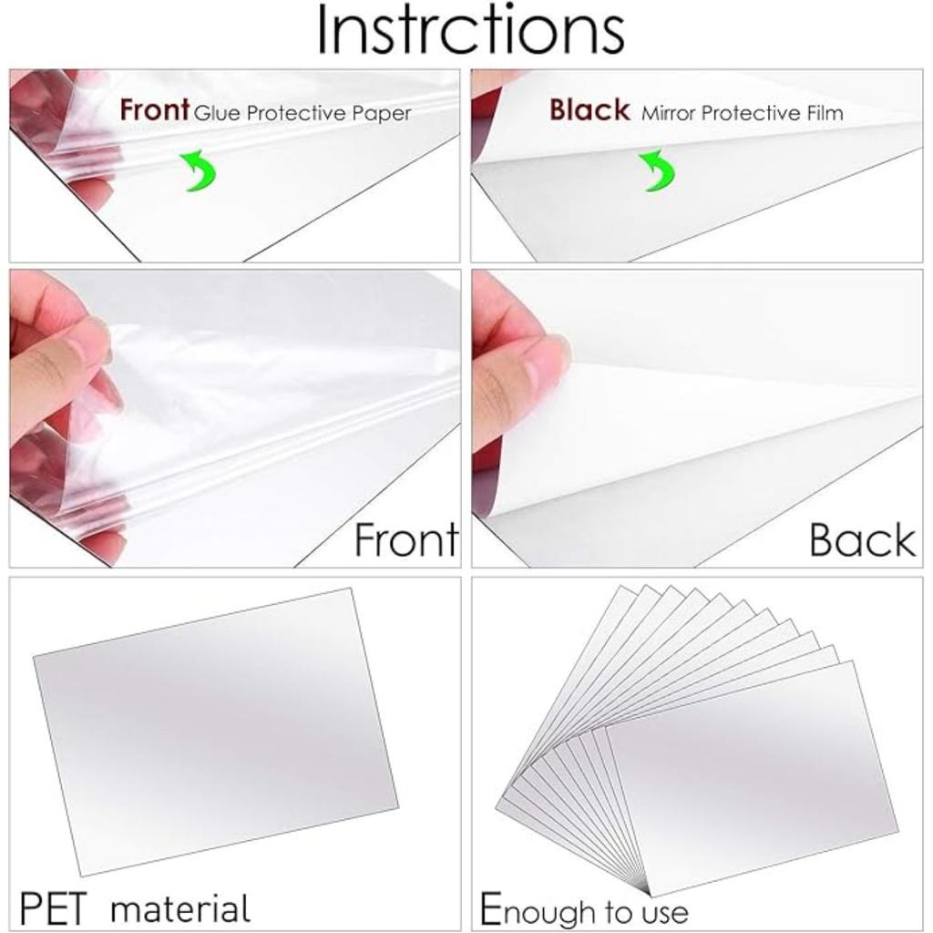 60Pcs Flexible Mirror Sheets Self-Adhesive Plastic Mirror Tiles Removable Acrylic Mirror Setting Wall Stickers for Home Decoration Not Real Glass
