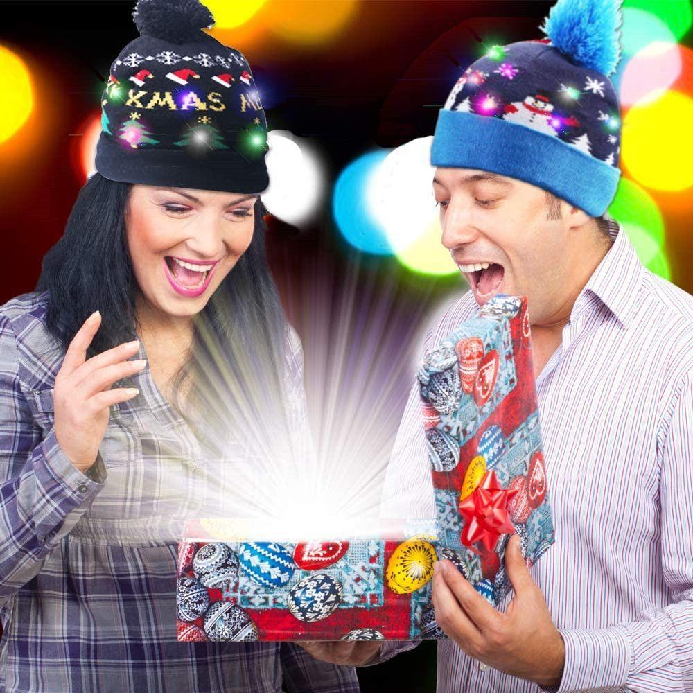 Christmas Gift Light Up Cartoon Christmas Hat LED Hat Sweater Beanie Knitted Cap