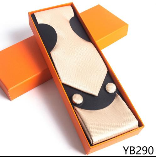 Мужской галстук с квадратной манжетой, подарочный набор в деловой повседневной оранжевой подарочной коробке