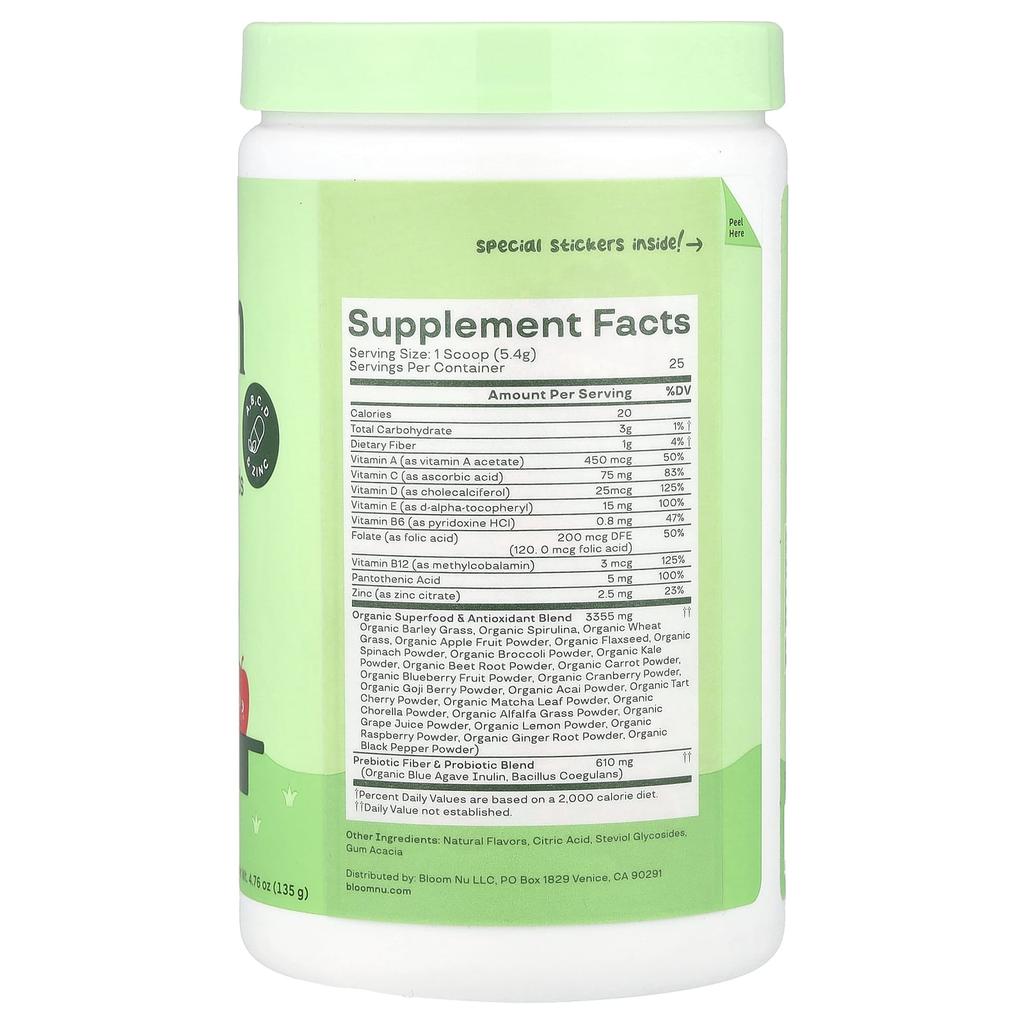 Kids, Greens & Superfoods + Multivitamins, Strawberry Apple, 135G(4.76Oz)