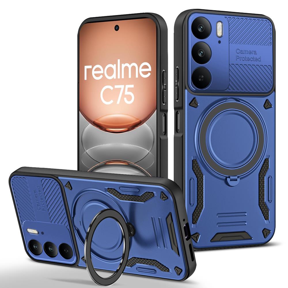 Магнитный чехол-броня для OPPO A5 A5X Reno 13 13F 14 14F Pro Realme 14 15 Pro Plus C75 5G Чехол-бампер с кольцом-подставкой