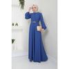 Women's Clothing Evening Dress Fashion Chain Belted Hijab Dress 2646 Indigo