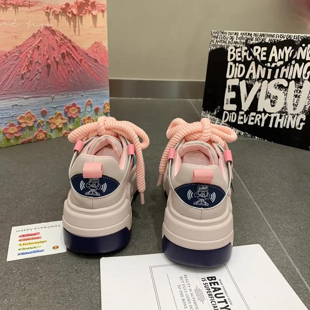 Милые женские кроссовки на платформе, осенние разноцветные повседневные кроссовки, дышащая модная роскошная дизайнерская женская обувь