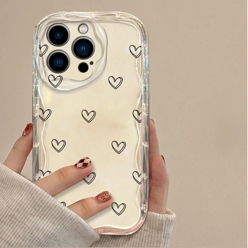 3D Чехол Волна Для Xiaomi Note 15 14 13 12 Pro Plus Redmi 15 15C 4G 14C 13C A5 5G Черный Красный В горошек Сердце Чехол Силиконовый