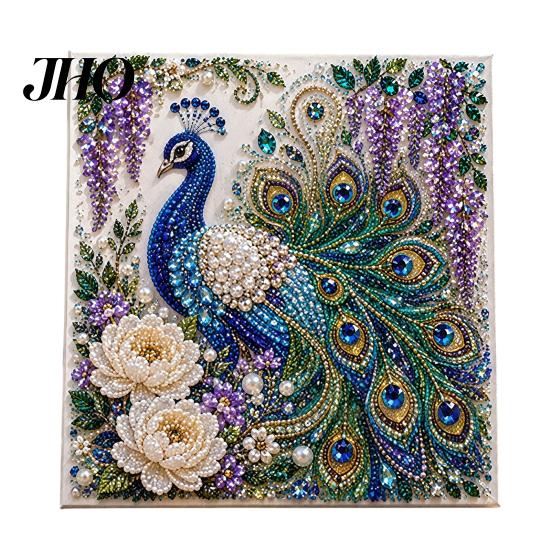 Hummingbird Faux Pearl Art Kit Butterfly Diamond Kit, Flower Peacock Home Wall Decoration Crafts 3D Sparkling Bead Painting Craft for Adults,