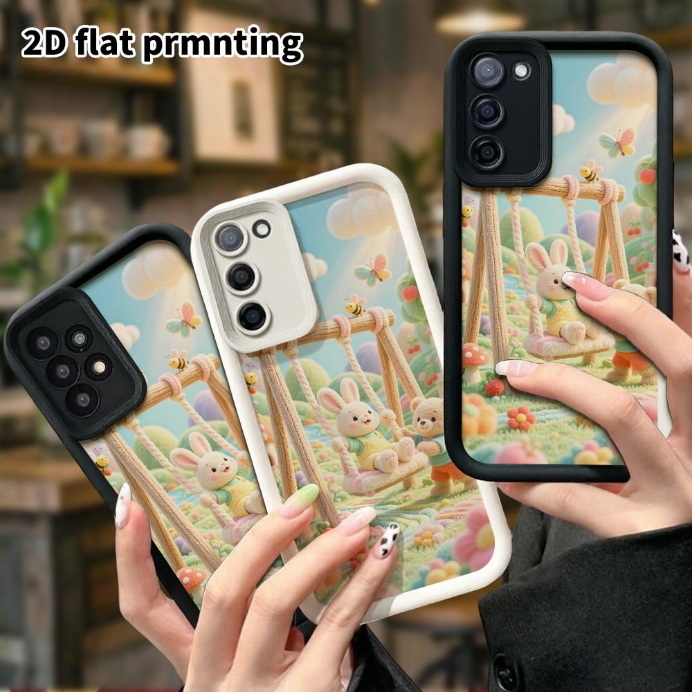 Phone case: 2D flat design suitable for Samsung Galaxy A34 A35 M05 M06 S20 S22 S21 FE Plus 5G protective case, garden swing, Christmas and Halloween,