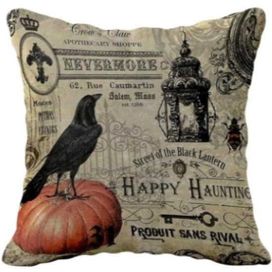 Halloween Decoration Pumpkin Skull Linen Pillow Cover Car Sofa Lumbar Pillow Cushion