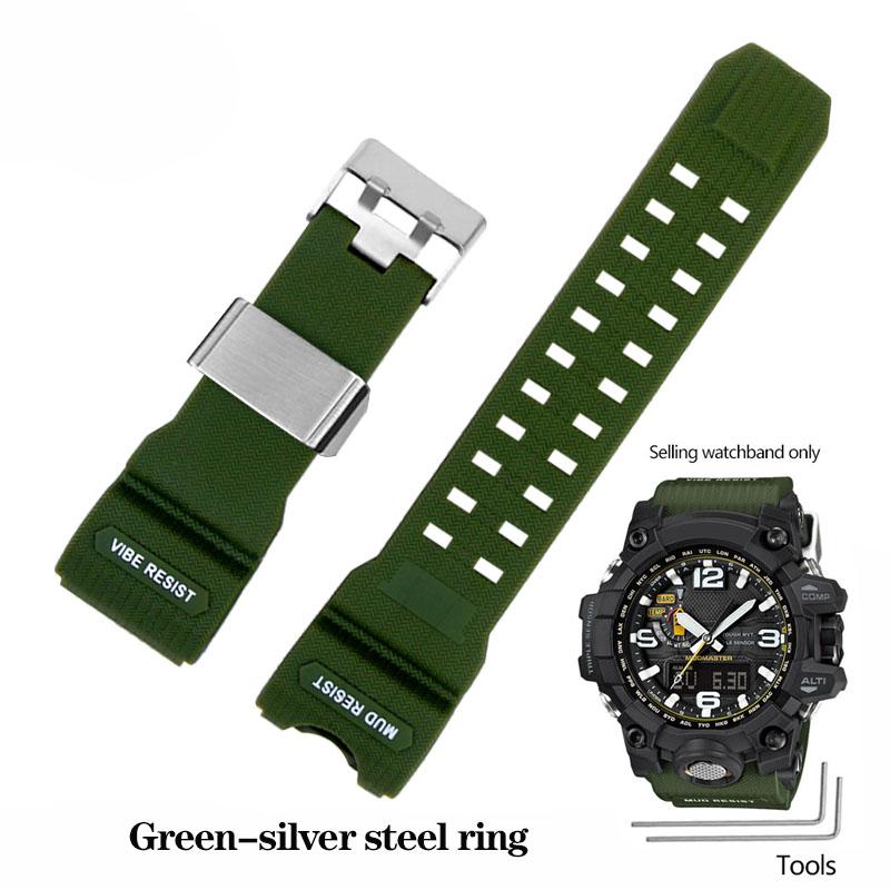 Смоляной силиконовый ремешок для часов для Casio Big Mud King GWG-1000GB Черный Золотой G-SHOCK Серии GWG-1000 Резиновый ремешок с инструментами Браслет