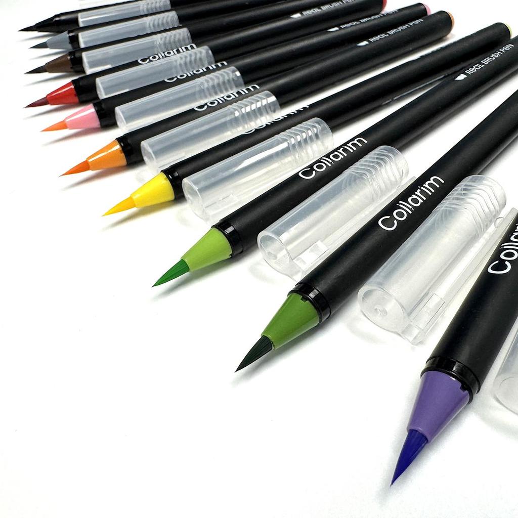 12 Colors Watercolor Brush Pens Set - Flexible Tip, Includes Water Brush & Travel Case