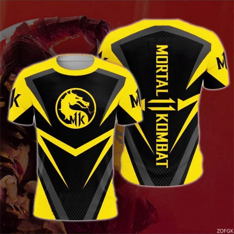 Классическая игра Mortal Kombat Элементный узор 3D Цифровая печать Футболка Топ Косплей Аниме Гоночный костюм