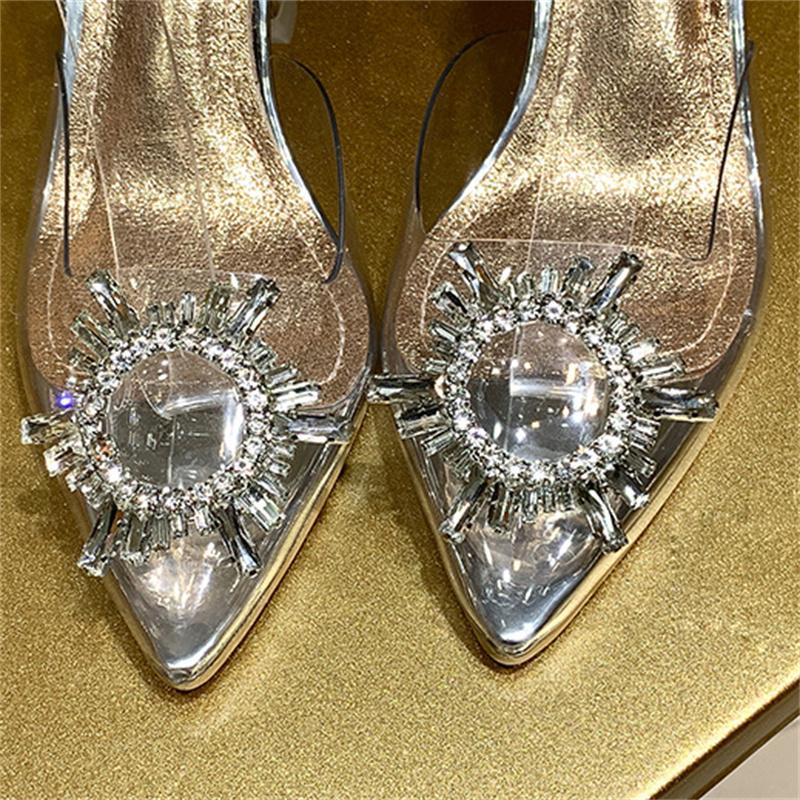 Роскошные женские прозрачные сандалии на высоком каблуке 7 см, кристально прозрачные сандалии на низком каблуке с цветком солнца, свадебные туфли больших размеров