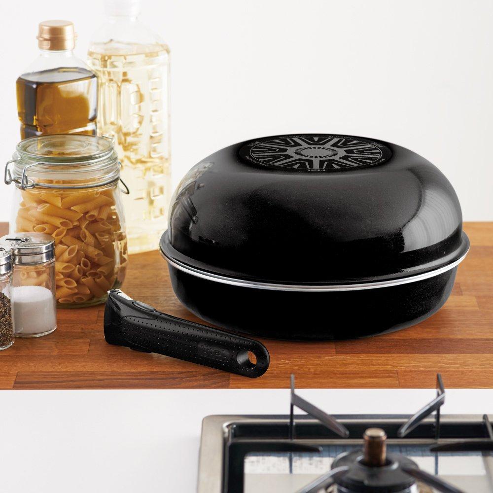 Tefal Frying Pan Set for Gas Fire Only Neo Hard Titanium Plus Set Titanium Coating Removable Handle L60991 9-piece "Ingenio 9" 5-layer