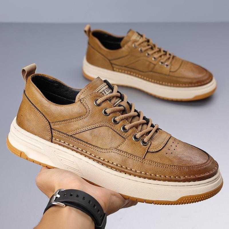Fashion Spring Autumn Leather Casual Sneakers for Men Fashion Soft-soled Solid Color Men Board Shoes Designer Sports Platform Shoes Male