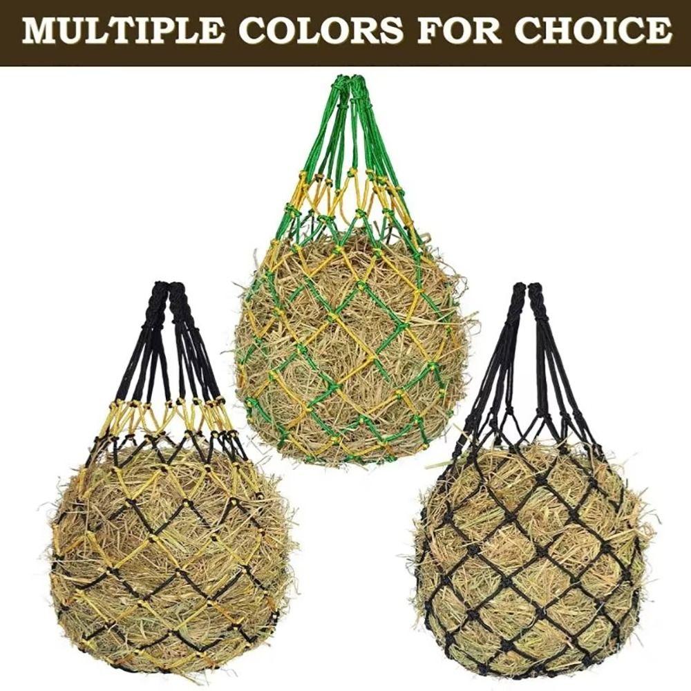 2Pcs/Set Hanging Horse Hay Bag Slow Feed Hay Feeder Bag Durable Hay Net Equestrian Accessory