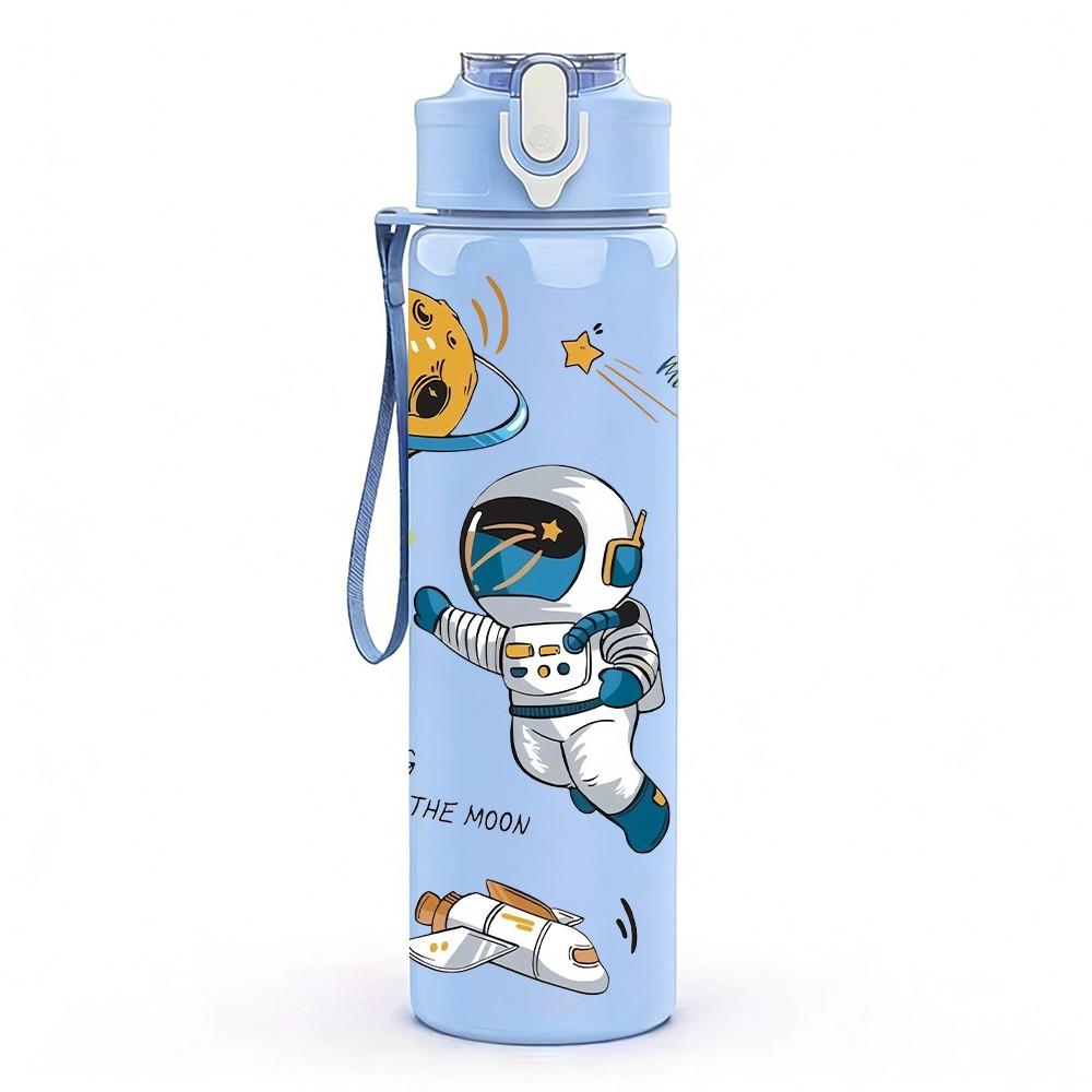 1PC Astronaut Floating Space Planet Pattern 750ml Color Plastic Sports Water Bottle Leakproof Flip Straw Lid Suitable for Sports Office Home Use