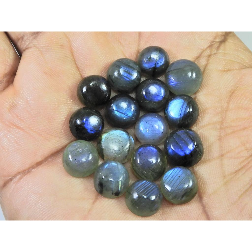 9x9 мм Натуральный Лабрадорит Синий Круглый Кабошон Россыпной Самоцвет 15 шт. Партия C-1031