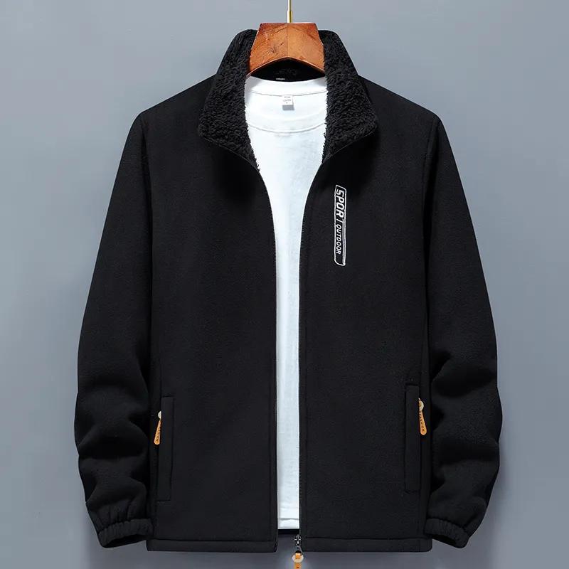 Осень и Зима Мужской Уличный Плюс Бархатный Толстый Свитер Мужская Теплая Одежда Куртка Свободного Большого Размера Флисовая Повседневная Куртка-Кардиган