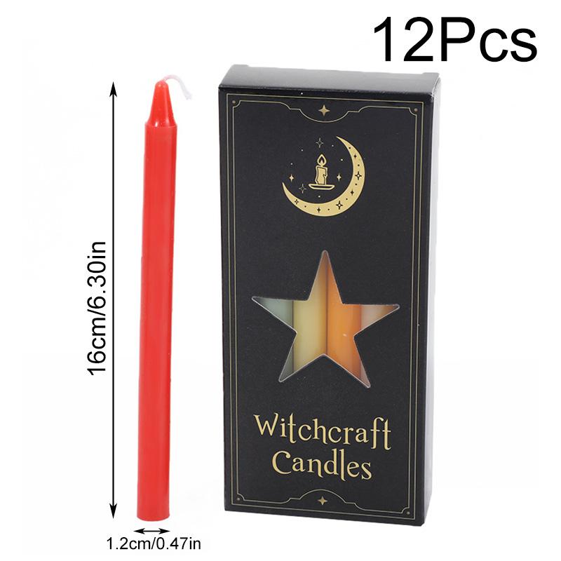 12 шт./кор. 12 цветных мини-свечей, заклинаний, восковых игр, рождественских декоративных цветных свечей на длинном стержне для ритуалов аварийного освещения 10/16 см