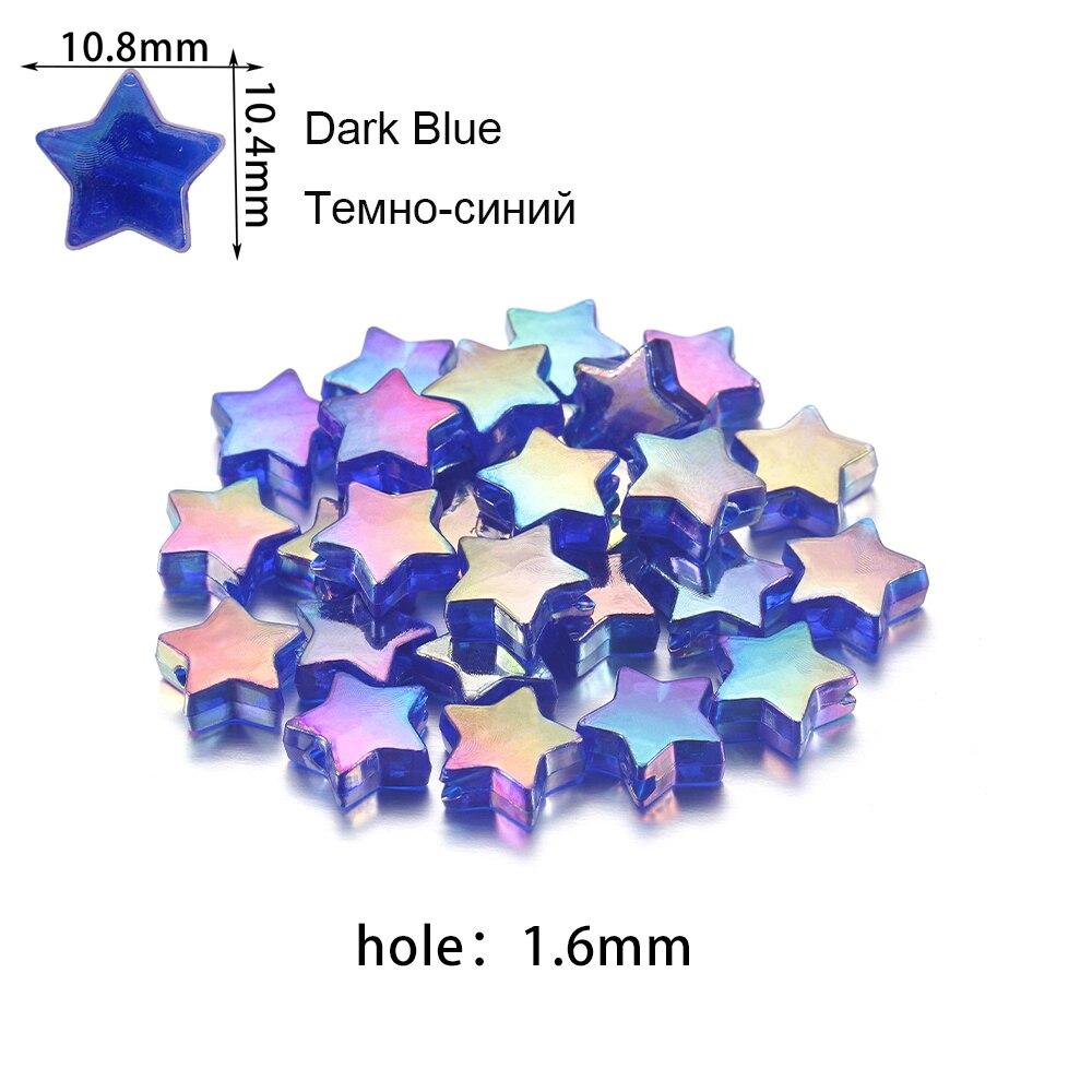 100pcs Acrylic Star Spacer Loose Beads Five-pointed Star Transparent Rainbow Color Beads For Jewelry Making Findings Accessories