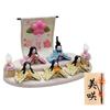 Osaka Choseido Original Compact Mini Hina Doll with Name and Wooden Tag Chirimen Hina Fluffy Flower Hina Wooden Stand Display Set (Free Gift) (Sent
