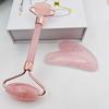 Natural Jade & Rose Quartz Double-Headed Massage Roller Set