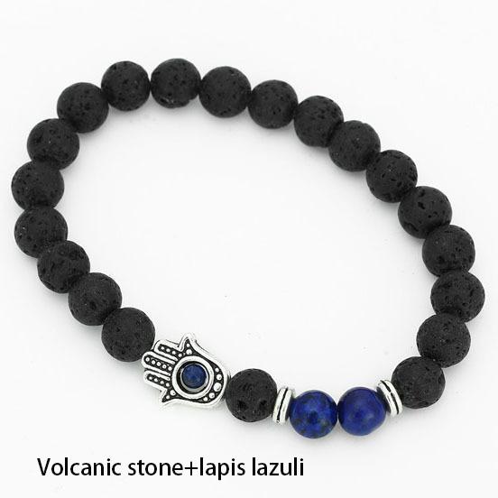 Мужские браслеты из бисера, лава, говлитовый камень, эластичный браслет Фатимы Хамсы, браслет-подвеска на руку Мала, браслет от сглаза