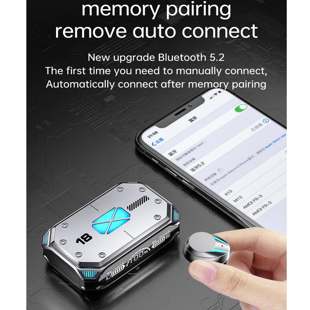 YurKem TWS Беспроводные наушники Bluetooth 5.2 Наушники с сенсорным управлением Шумоподавление Стерео водонепроницаемые TWS-гарнитуры Наушники с микрофоном