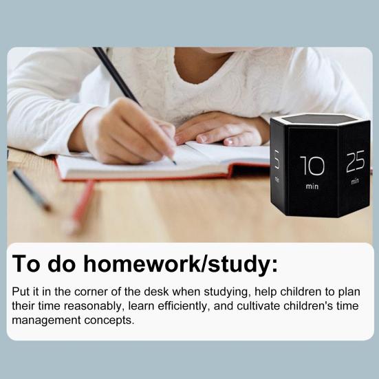 Вращающийся таймер Pomodoro на 5-60 минут, светодиодный дисплей, ползунковый переключатель, шестигранный стол, перевернутый таймер производительности, вибрация, беззвучный будильник для работы, учебы, кухни