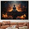 Buddha Statue Canvas Painting Buddah Statue and Candles Posters and Prints for Living Room Religious Wall Decor Unframe
