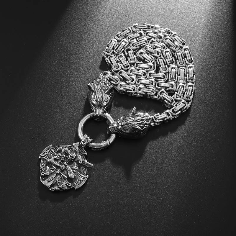 Винтажное ожерелье с головой волка для мужчин, тяжелая византийская цепочка, ожерелье высокого качества, ювелирное изделие, амулет, подарок