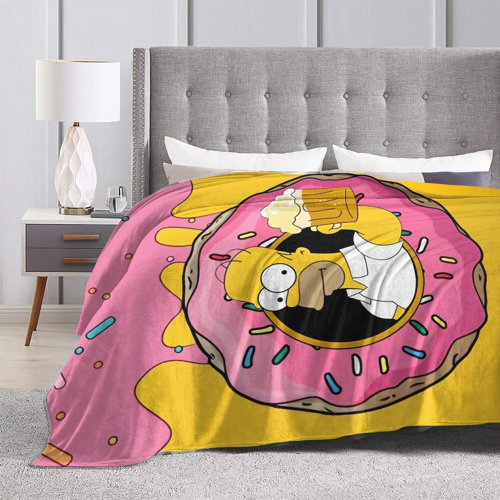 Super Warm Blanket Decorative The Simpsons Cartoon Throw Blanket Flannel Bedspread For Couch Chair Fluffy Sofa Bed Cover