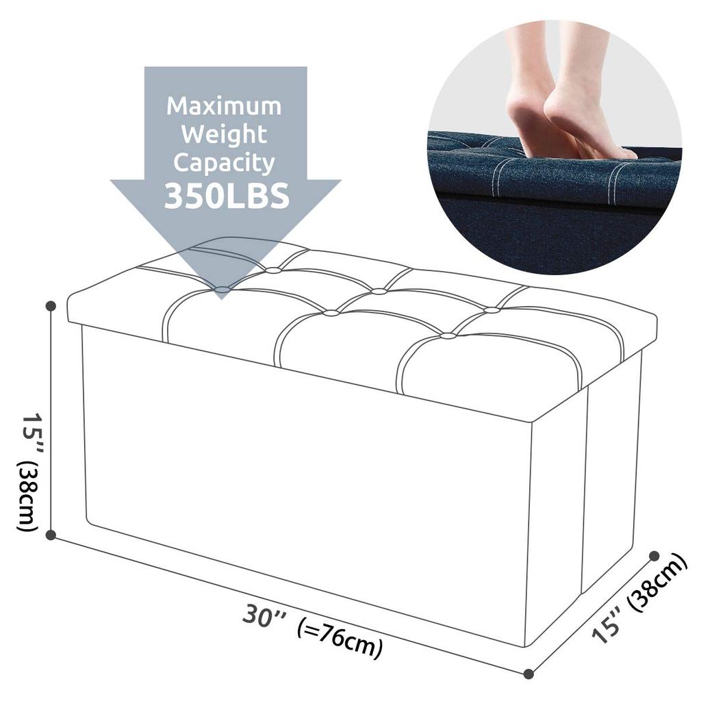 YOUDENOVA Складное хранение с пуфом и подходит для гостиной и изготовлено из табурета грузоподъемностью 160 кг, двухместный, хранение, подставка для ног, комнаты,