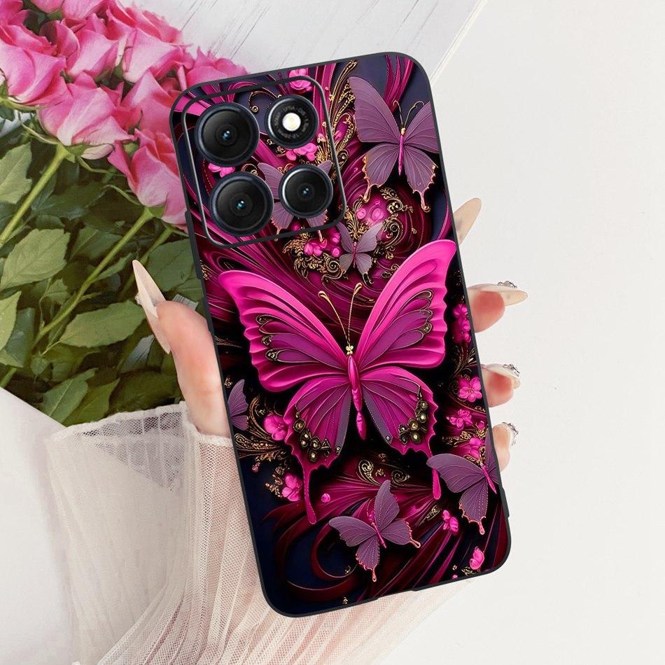 For Motorola Moto G86 Power Cute Flower Butterfly Cat Painted Case For Moto G86 G86Power Black Silicone Soft Phone Cases