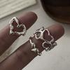 925 Sterling Silver Rings for Women Couple Minimalist Handmade Simple Hollow Heart Ring Party Jewelry Gift Prevent Allergy