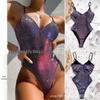 2024 Европейский и американский сверкающий сексуальный слитный купальник бикини