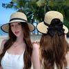 8485 Summer Sunscreen Straw Hat Children's Fashion Bow Sunshade Sunscreen Hat Big Eaves Beach Sun Hat
