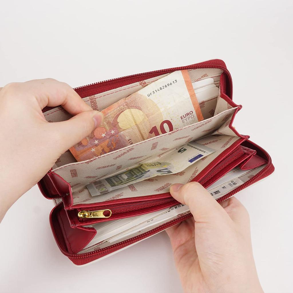 Snoopy Кошелек длинный на круговой молнии Тисненый Милый Peanuts SNOOPY PEANUTS Персонаж Милый Кошелек большой вместимости Упаковка Рождество [E-mono] Женский (зеленый)