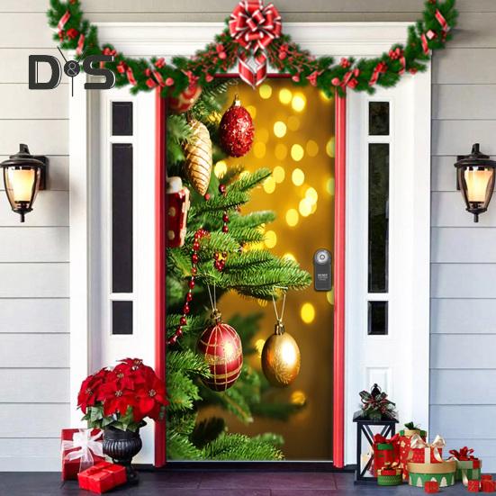 Рождественская накладка на дверь Санта-Клаус/Рождественская елка/Снеговик, подвесной баннер на дверь, декор для украшения входной двери