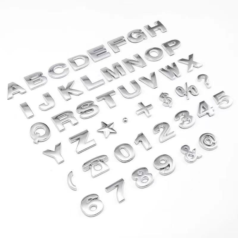 drnqv1 1Pcs 3D Metal 25mm Car Letters Alphabet Emblem Numbers Chrome Labeling Car Sticker Trunk Logo Letters Emblem For Hyundai Toyota