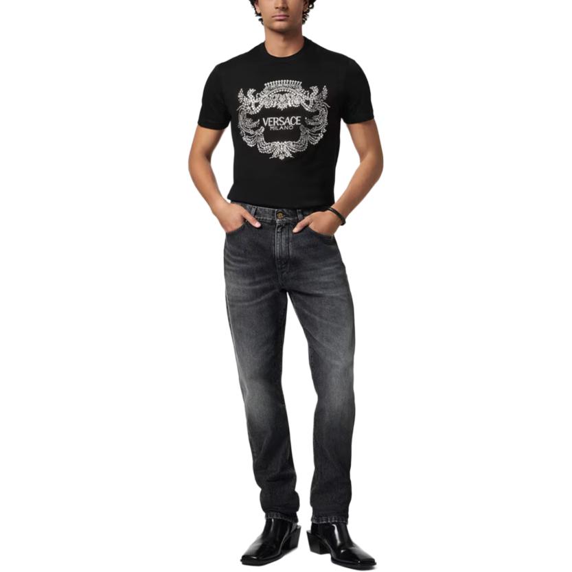 VERSACE Crystal crest T shirt 1013944-1A13412-1B000