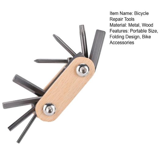 Bicycle Repair Tool Portable Folding 8-in-1 Bike Multitool Heavy Duty Metal Road
