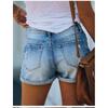 Европейские и американские джинсовые шорты с высокой талией, с эластичной резинкой и необработанным краем