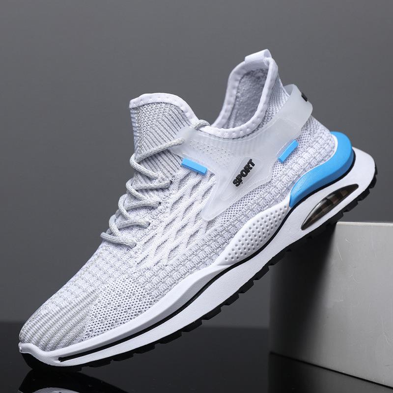 Мужская обувь 2024 новая мужская летняя сетчатая дышащая обувь модная беговая летающая тканая модная повседневная спортивная обувь