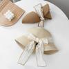 French sweet lace bow bucket hat women's summer sunshade streamer straw hat seaside vacation beach sun hat