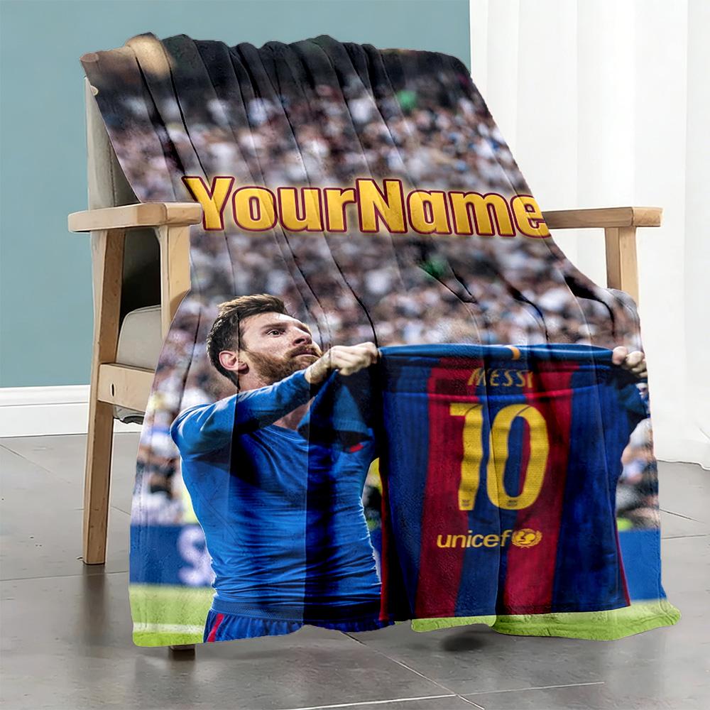 Messi 265 Personalized Text Blanket Throw Customizable Blanket Comfortable Perfect for Office Chair Chair Nap Seaside All-Season Use