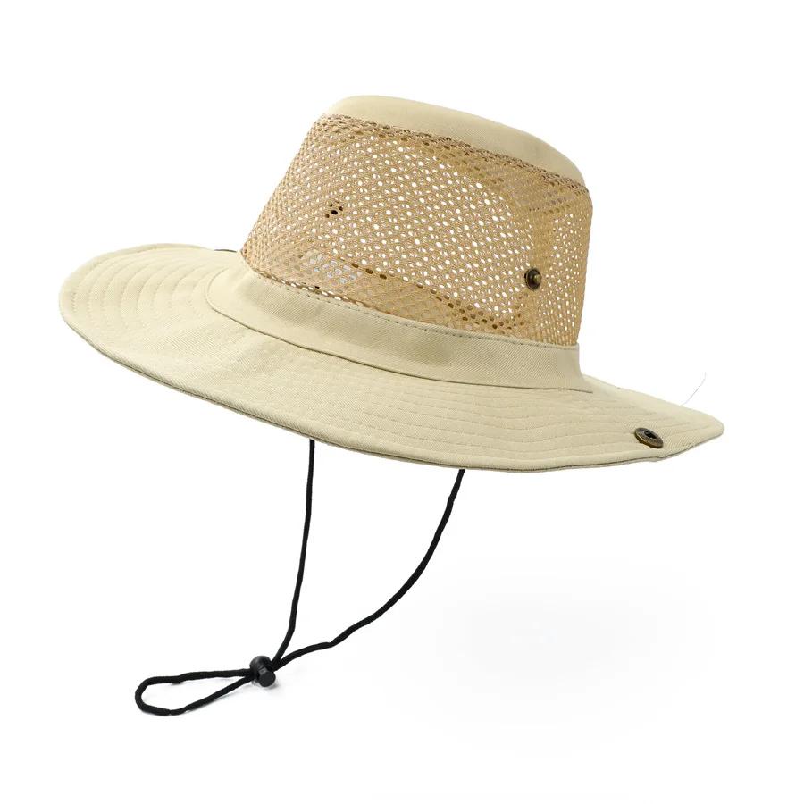 Upf50+ Men'S Fishing Hiking Cap Breathable Mesh Sun Hat Adjustable Outdoor Camping Cap Lightweight Windproof