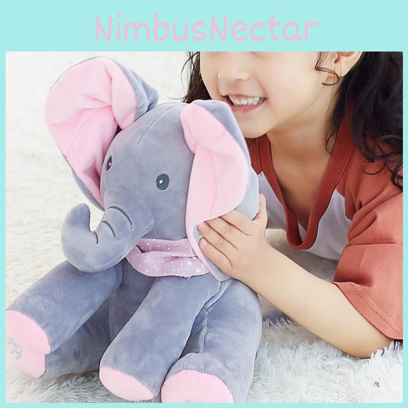 Очаровательный слон с функцией «Ку-ку», поющий, детская мягкая игрушка для детей, в розовом и сером цветах