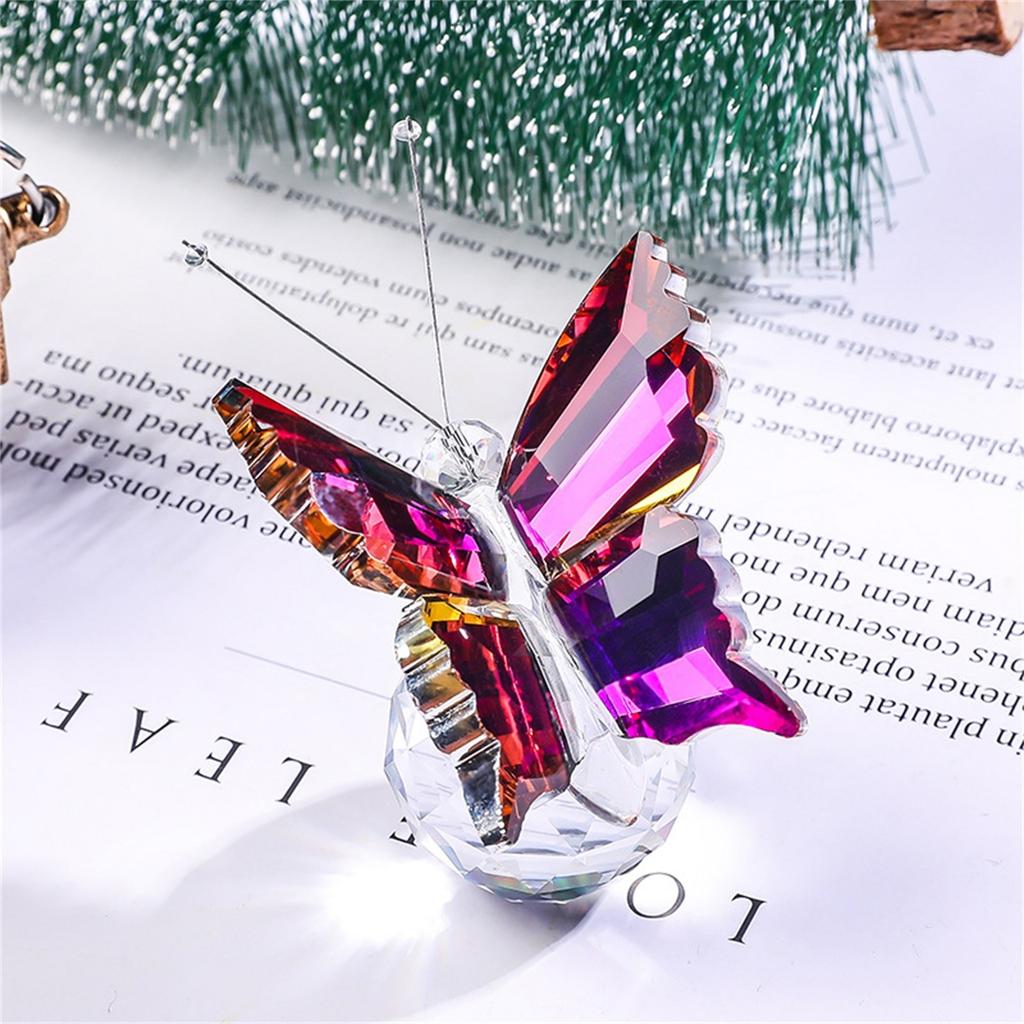 Crystal Flying Butterfly With Crystal Ball Base Statue Collection Cut Butterfly Animal Decoration Suitable For Desk, Home, Bedroom