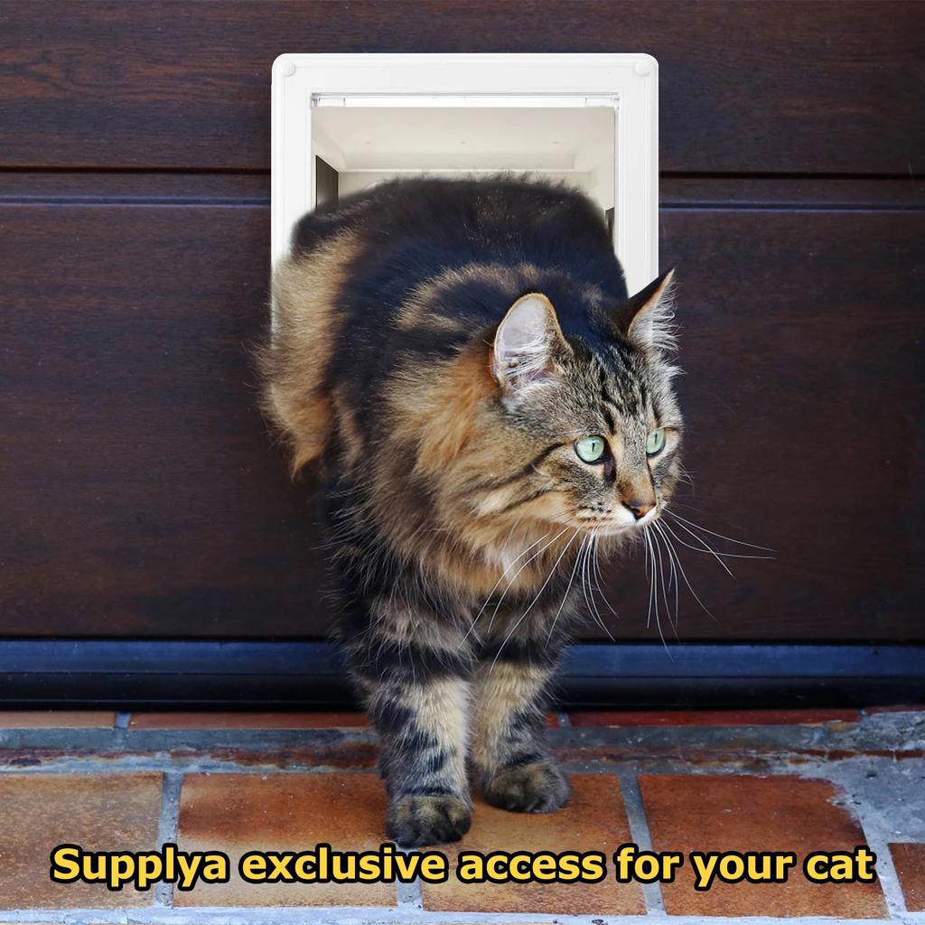 Дверца для кошки Погодоустойчивая Внутренняя Дверь для Питомца с 4-сторонним Замком Легко Устанавливаемый Лаз для Питомца для Шкафа Гаража Прачечной Кладовки